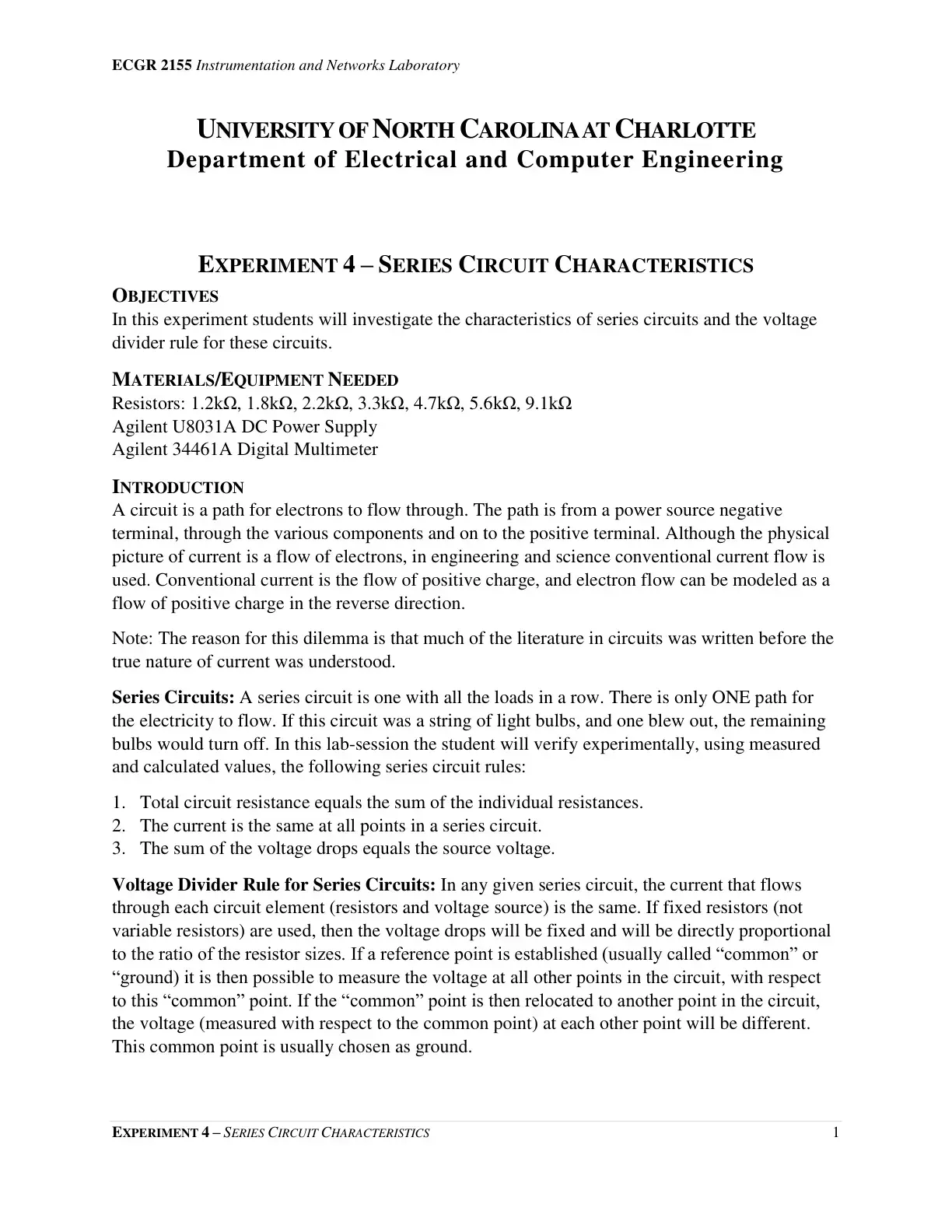 غلاف كتاب ECGR 2155 Instrumentation and Networks Laboratory