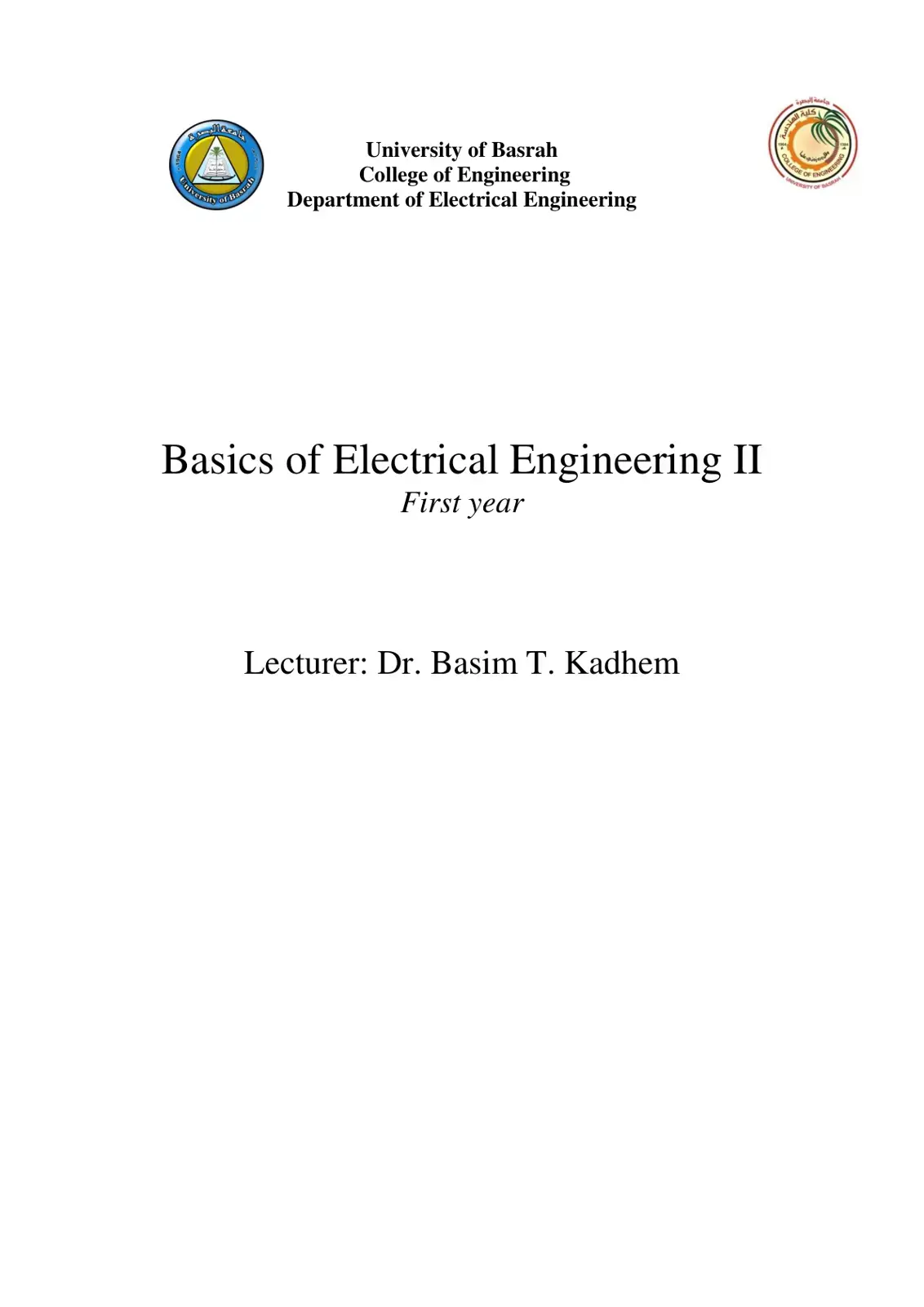 غلاف كتاب Basics of Electrical Engineering II