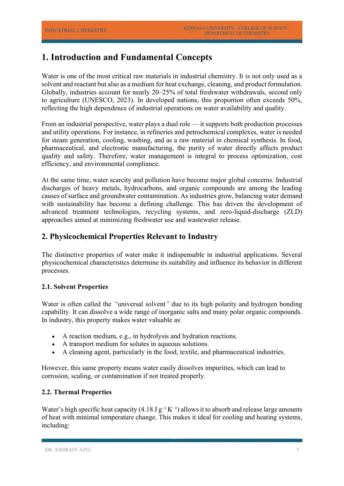 غلاف كتاب INDUSTRIAL CHEMISTRY: Water in Industrial Chemistry