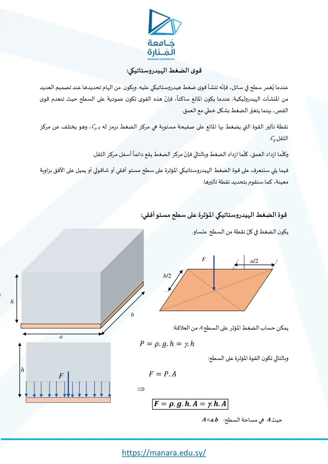 غلاف كتاب قوى الضغط الهيدروستاتيكي