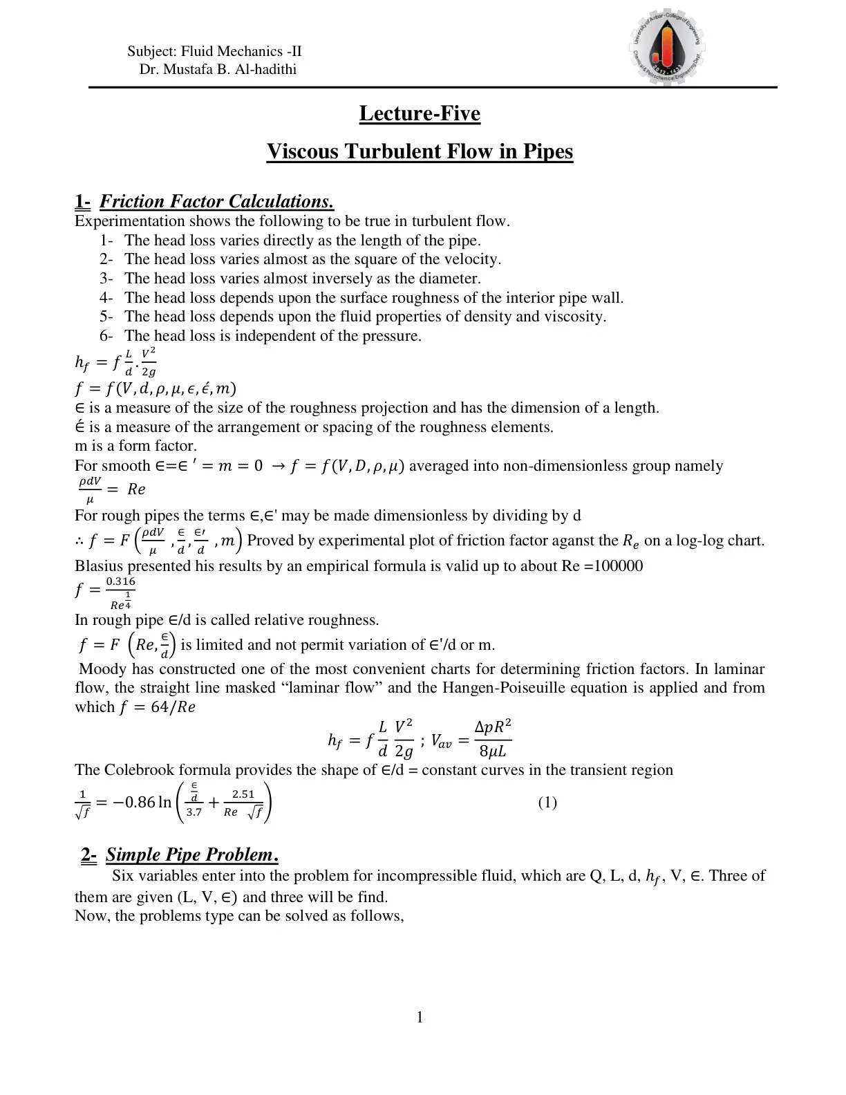 غلاف كتاب Viscous Turbulent Flow in Pipes
