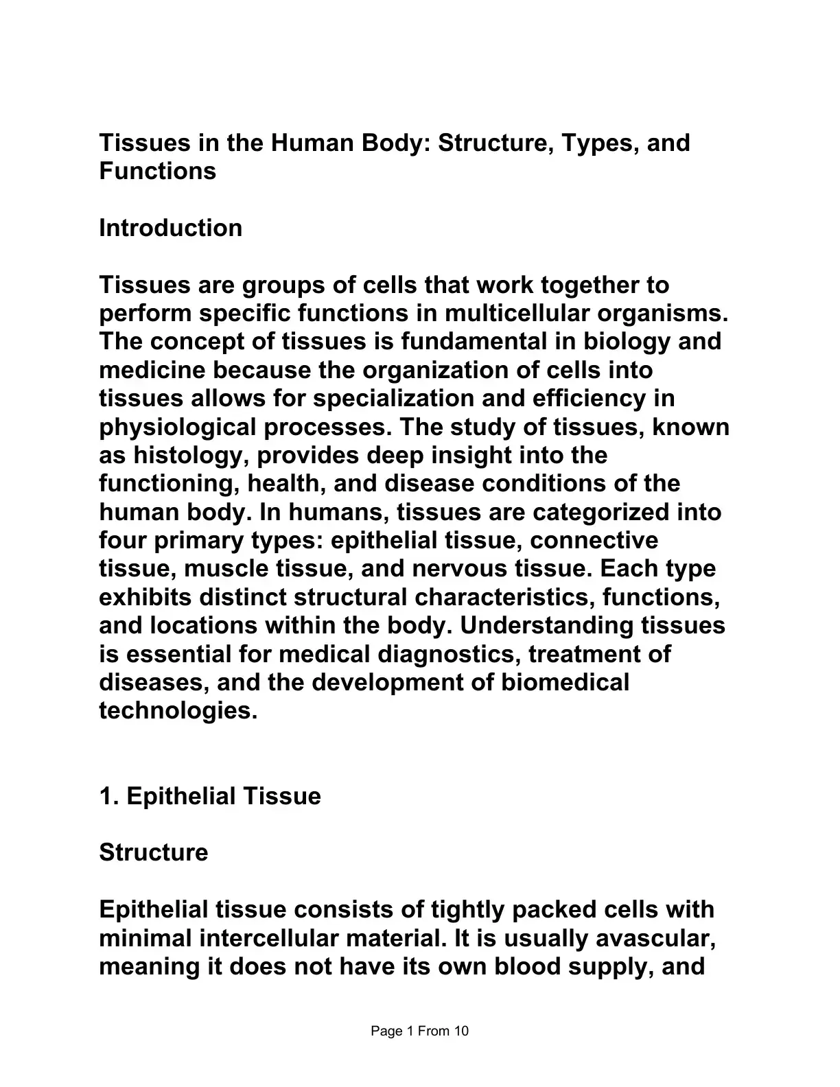 غلاف كتاب Tissues in the Human Body: Structure, Types, and Functions