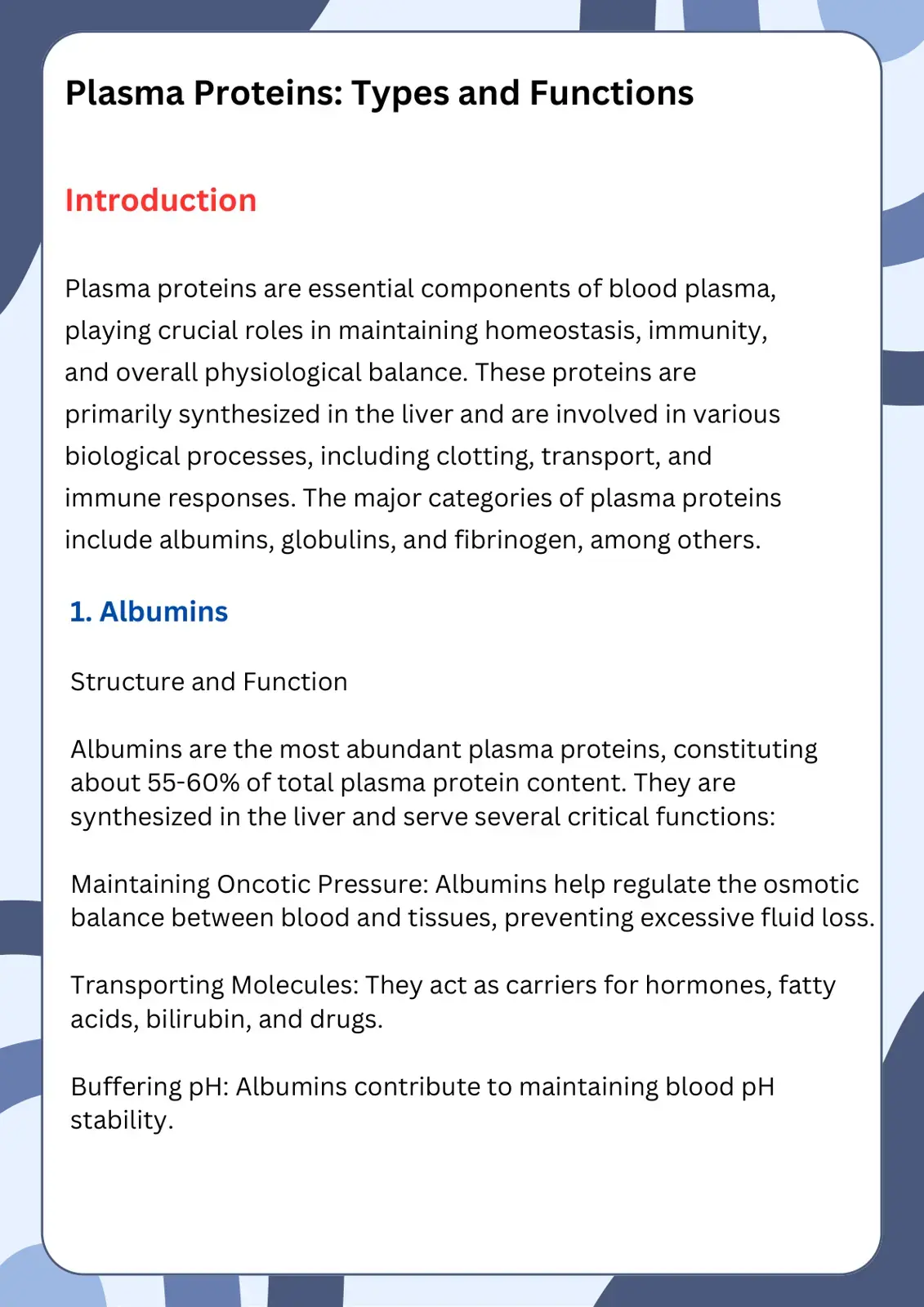 غلاف كتاب Plasma Proteins: Types and Functions