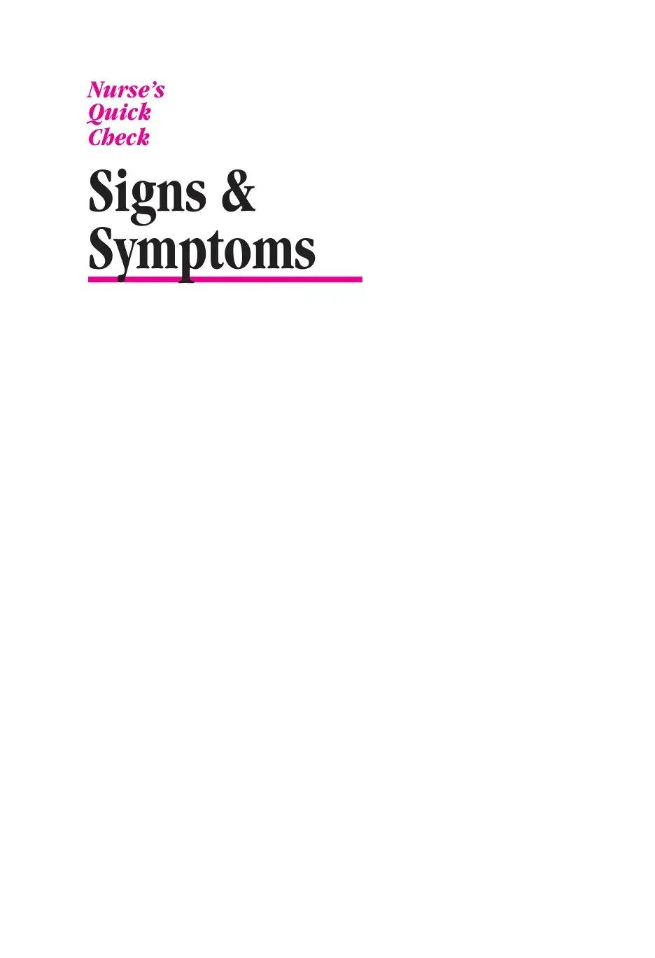 غلاف كتاب Nurse's Quick Check Signs & Symptoms