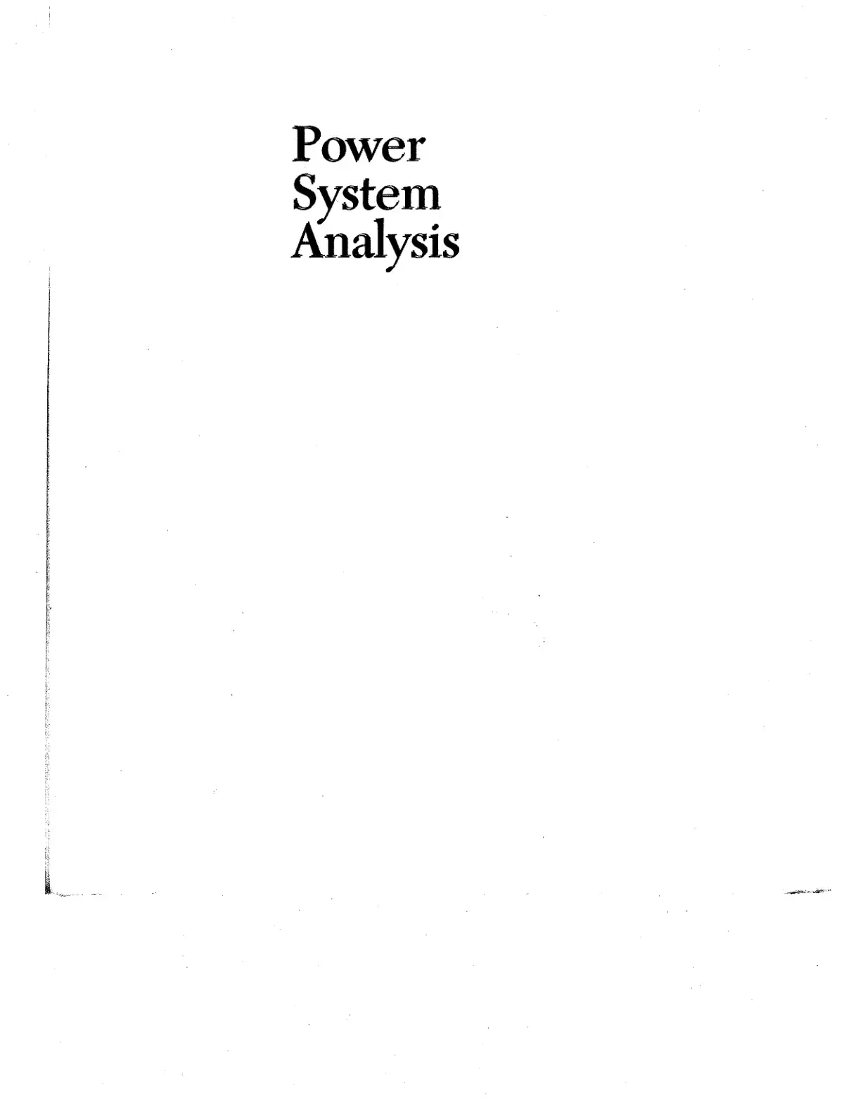 غلاف كتاب Power System Analysis