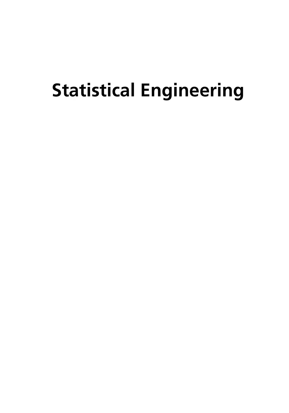 غلاف كتاب Statistical Engineering