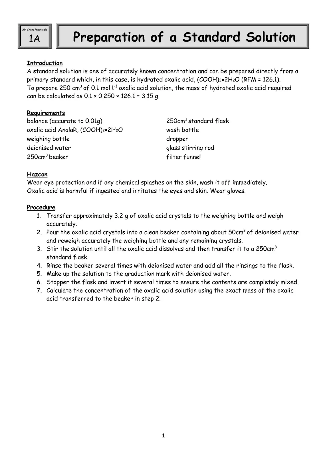غلاف كتاب AH Chem Practicals