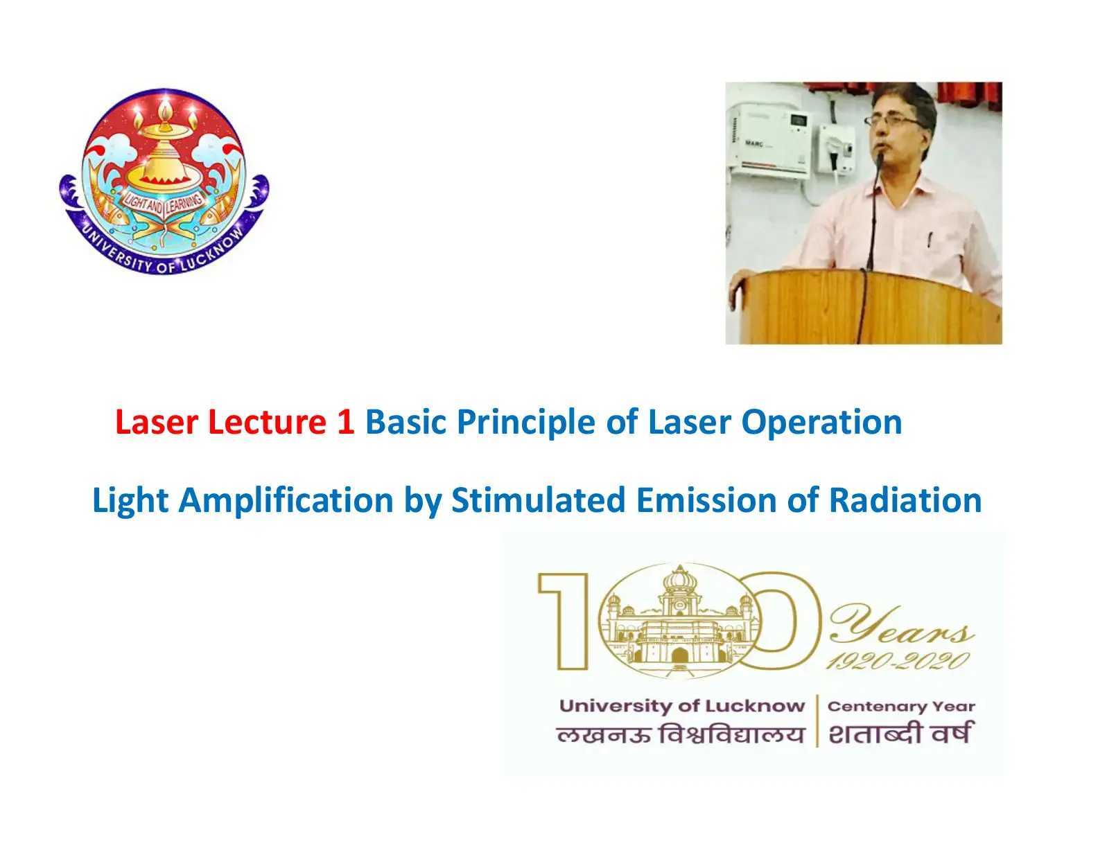 غلاف كتاب Laser Lecture 1 Basic Principle of Laser Operation