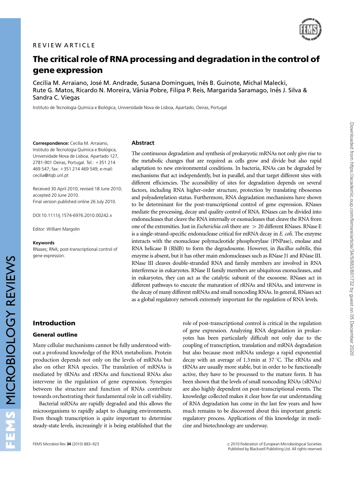 غلاف كتاب The critical role of RNA processing and degradation in the control of gene expression