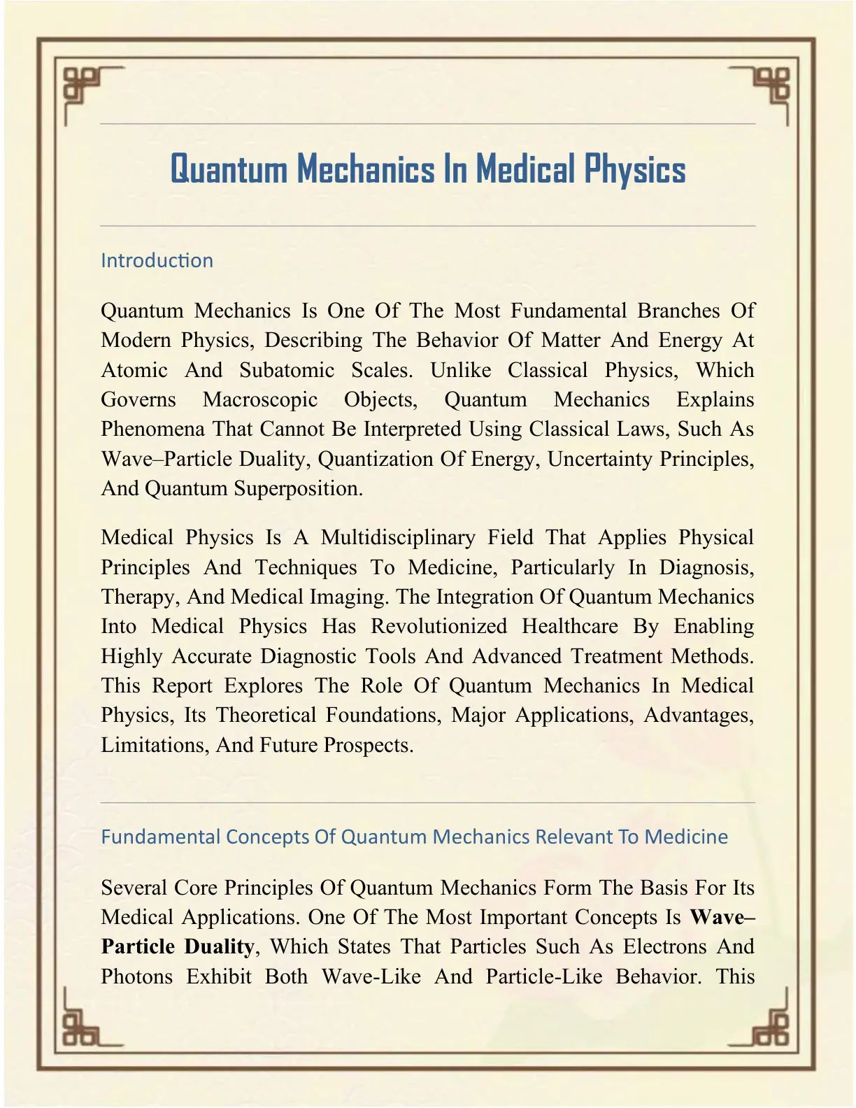 غلاف كتاب Quantum Mechanics In Medical Physics