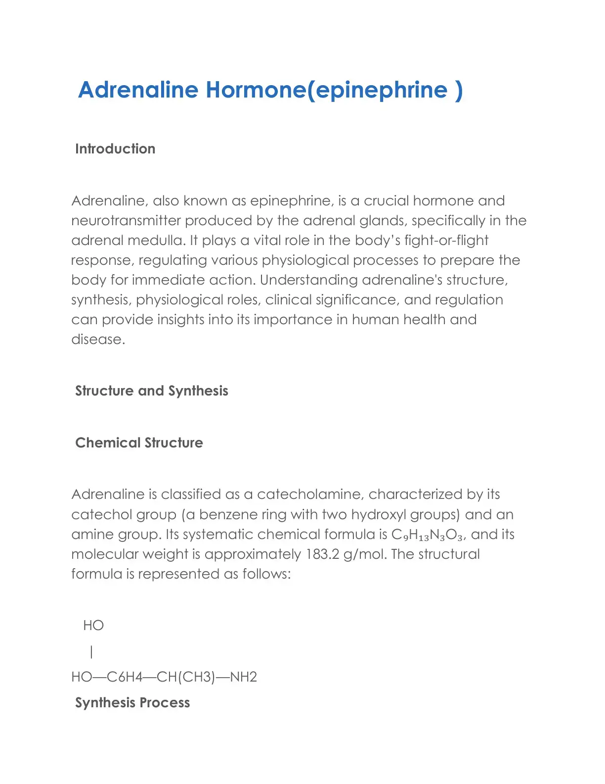 غلاف كتاب Adrenaline Hormone (Epinephrine)