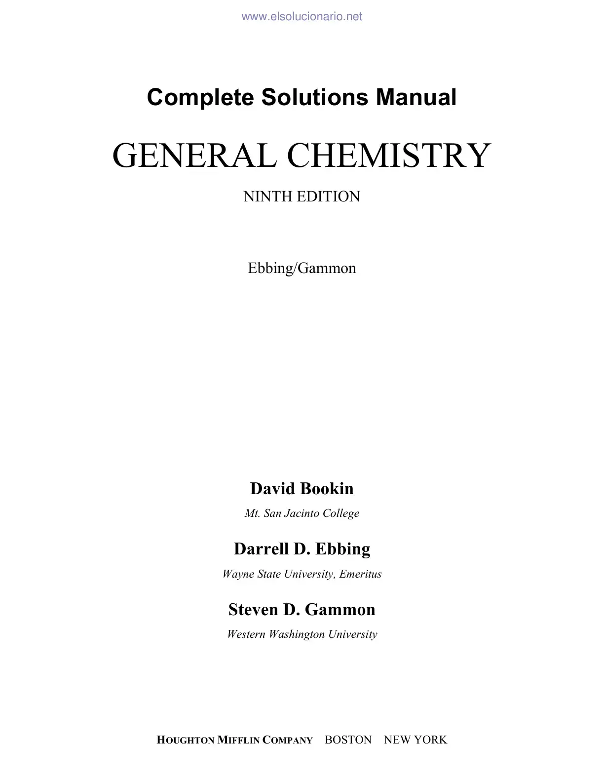 غلاف كتاب Complete Solutions Manual GENERAL CHEMISTRY