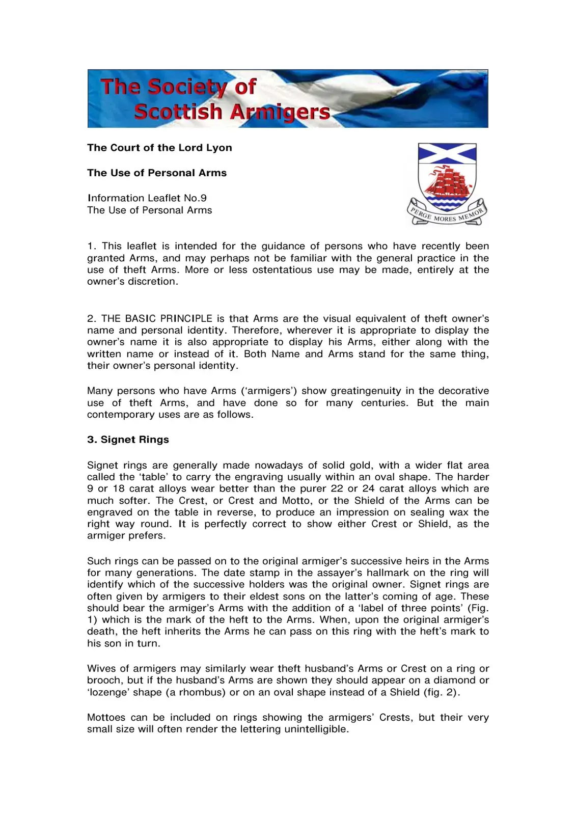 غلاف كتاب The Society of Scottish Armigers: The Use of Personal Arms