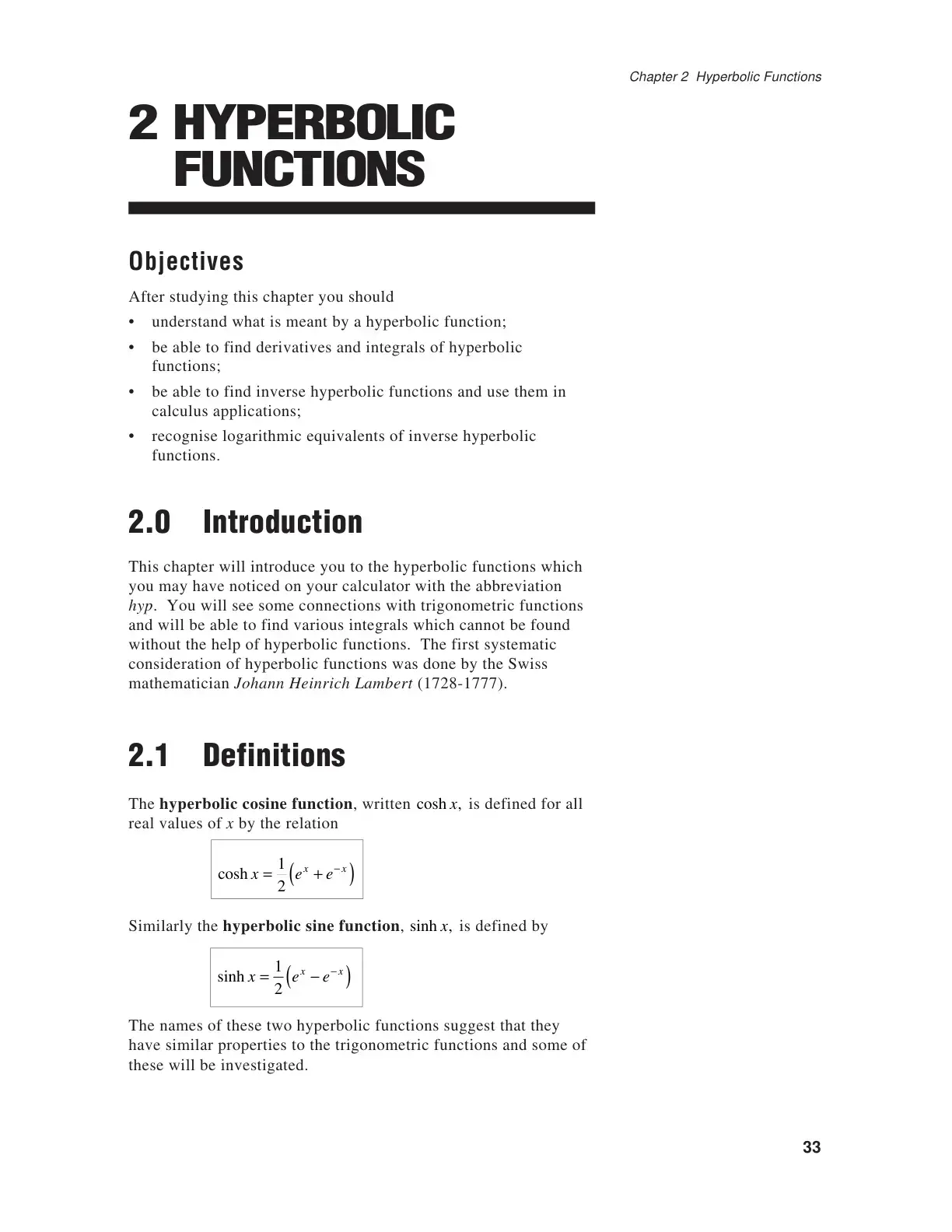 غلاف كتاب 2 HYPERBOLIC FUNCTIONS