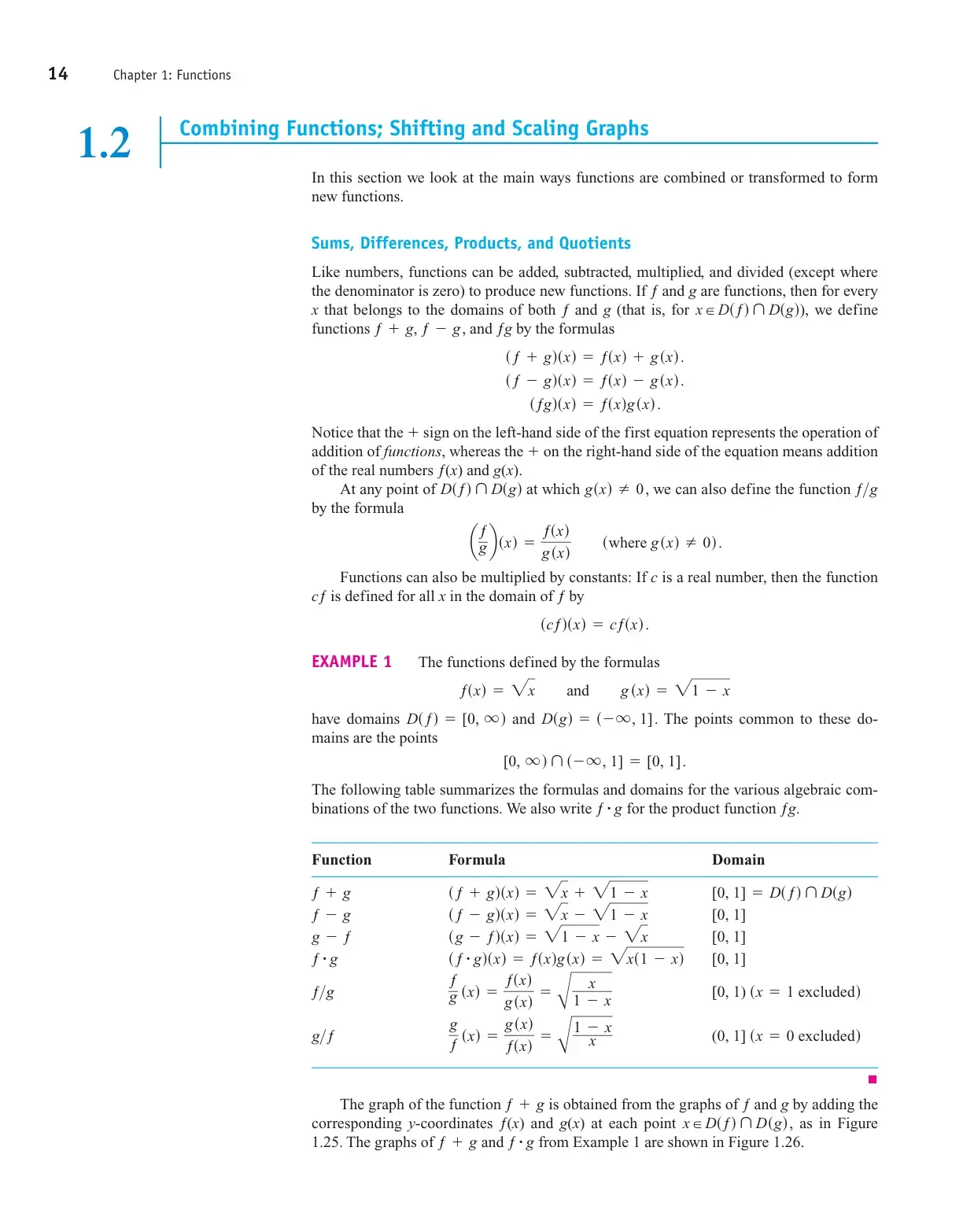 غلاف كتاب Chapter 1: Functions 1.2 Combining Functions; Shifting and Scaling Graphs