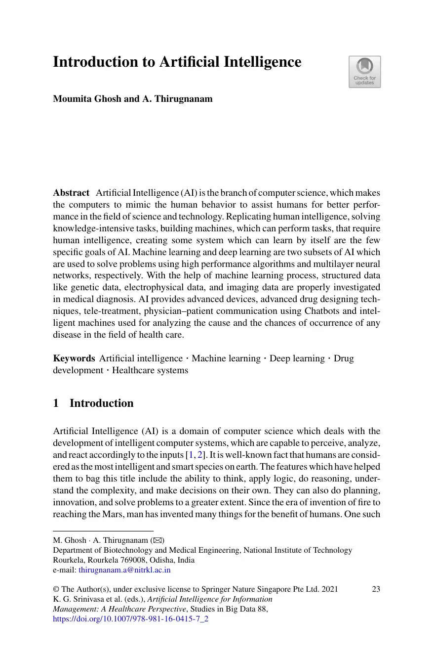 غلاف كتاب Introduction to Artificial Intelligence