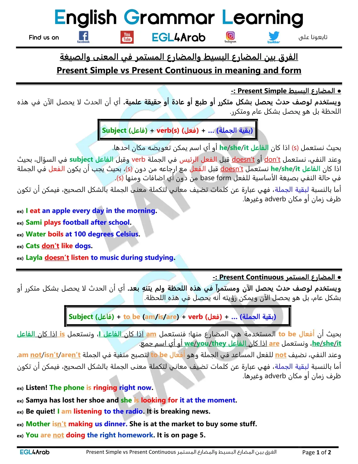 غلاف كتاب English Grammar Learning