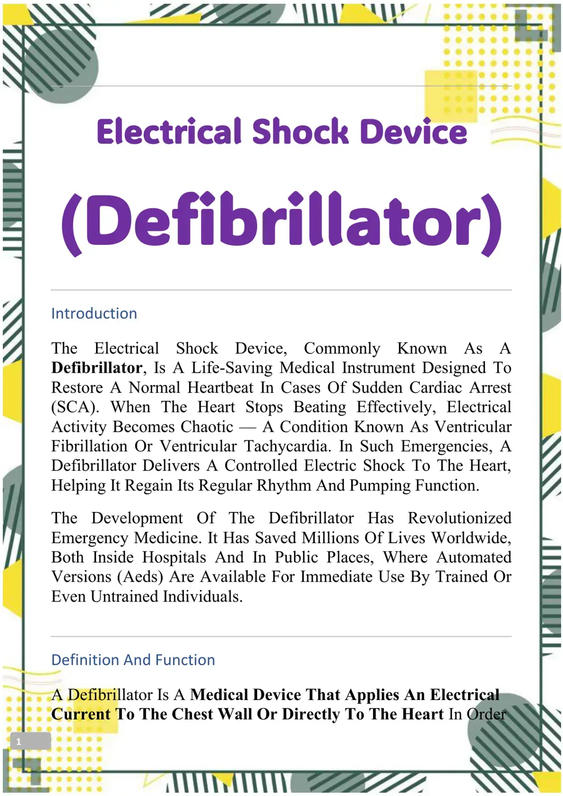 غلاف كتاب Electrical Shock Device (Defibrillator)