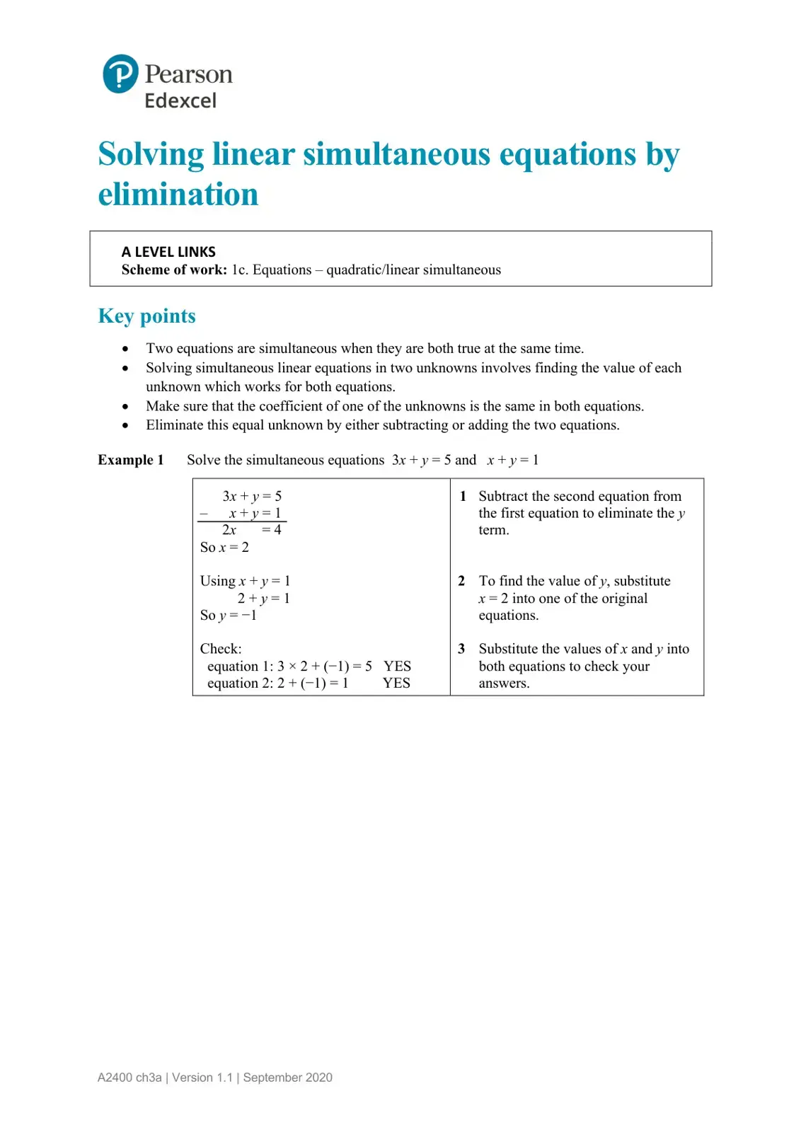 غلاف كتاب Solving linear simultaneous equations by elimination