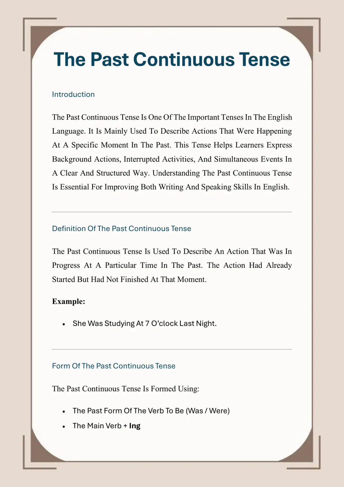 غلاف كتاب The Past Continuous Tense