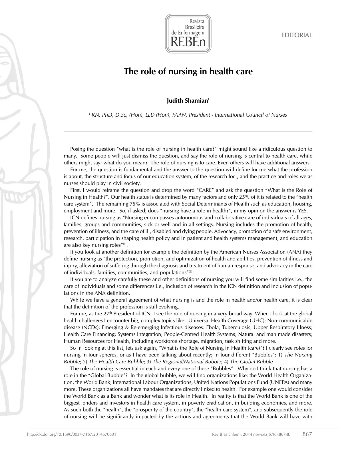 غلاف كتاب The role of nursing in health care