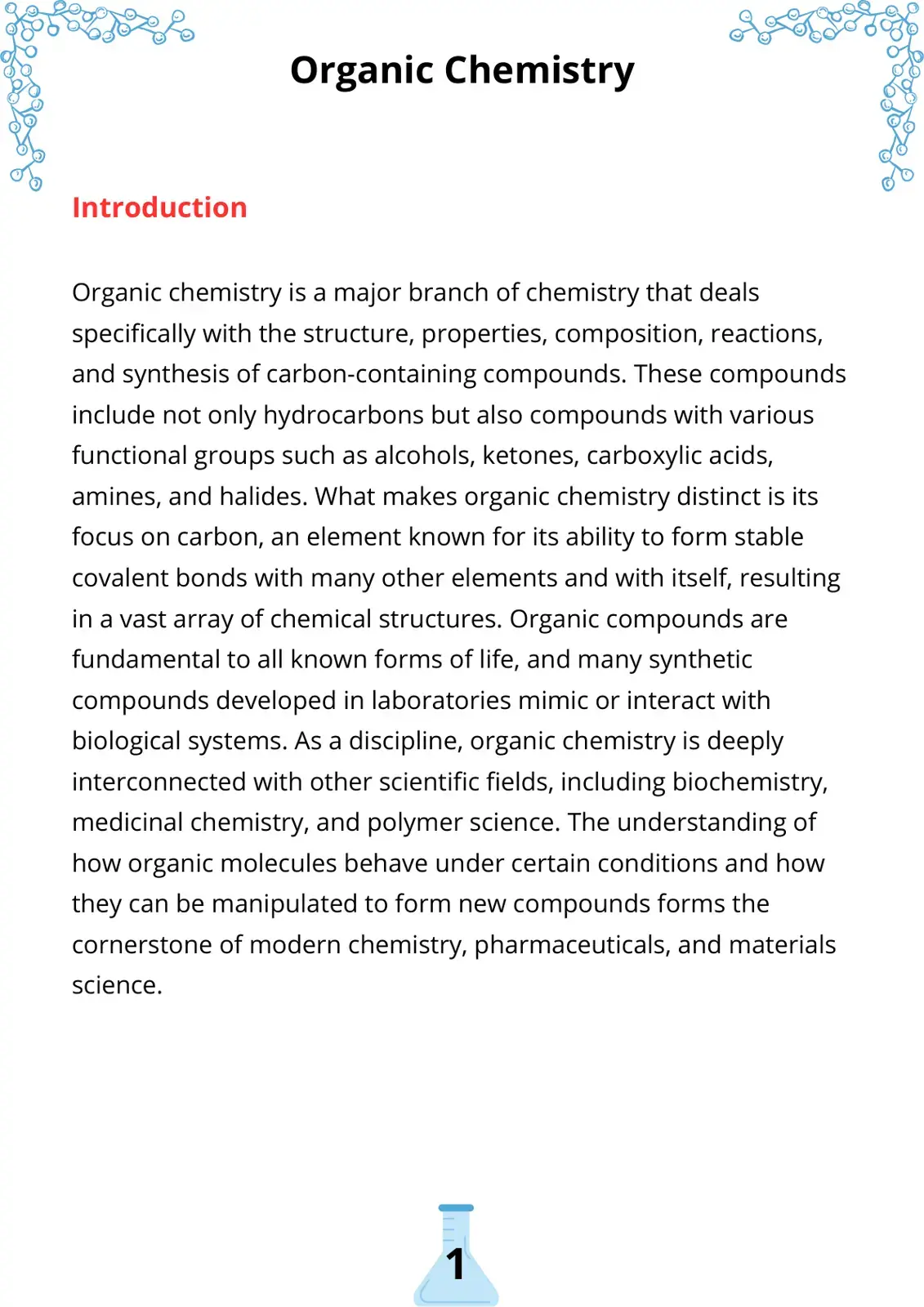 غلاف كتاب Introduction to Organic Chemistry