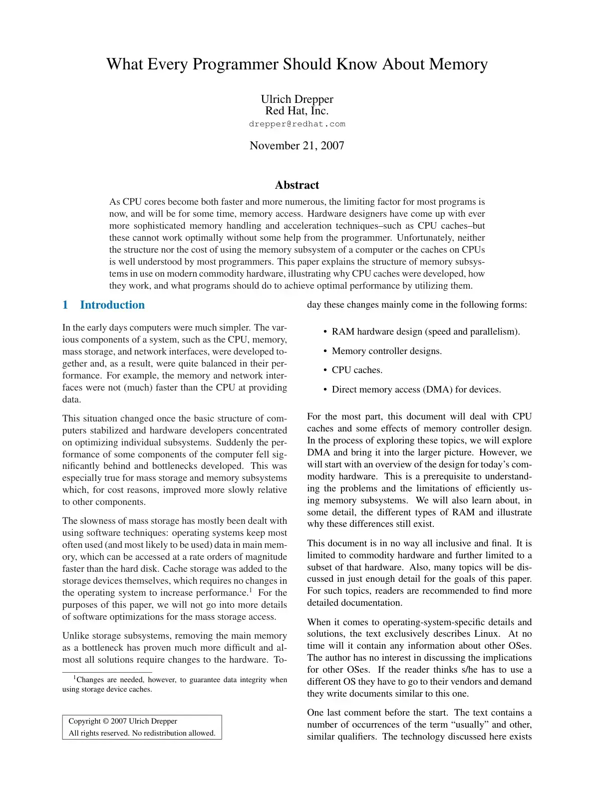 غلاف كتاب What Every Programmer Should Know About Memory