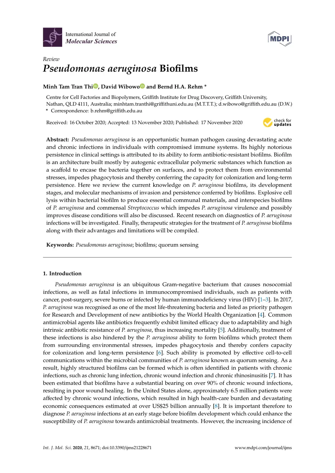 غلاف كتاب Pseudomonas aeruginosa Biofilms