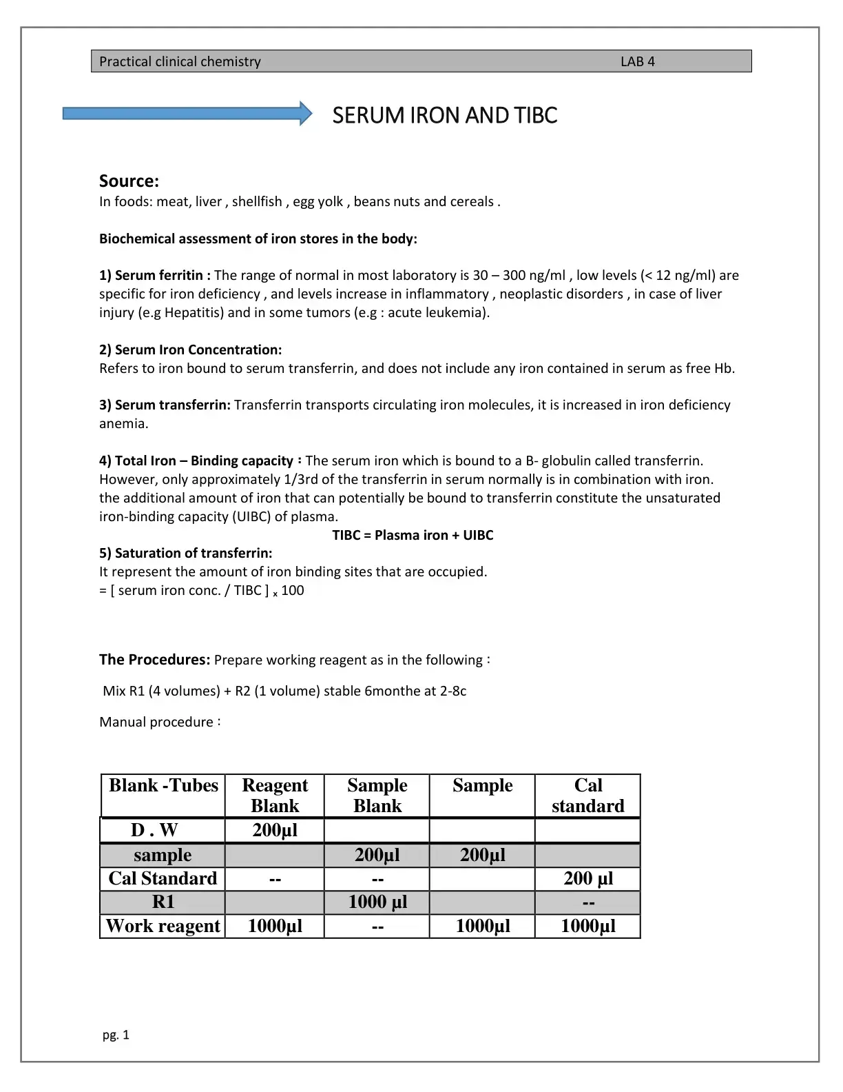 غلاف كتاب Practical Clinical Chemistry - Serum Iron and TIBC - LAB 4