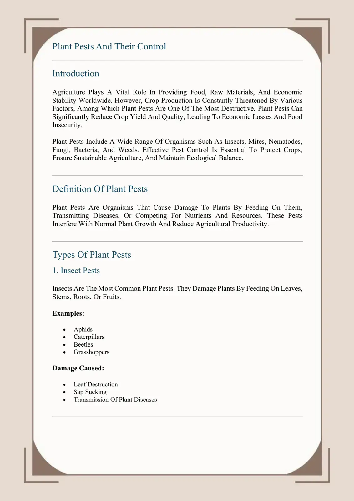 غلاف كتاب Plant Pests And Their Control