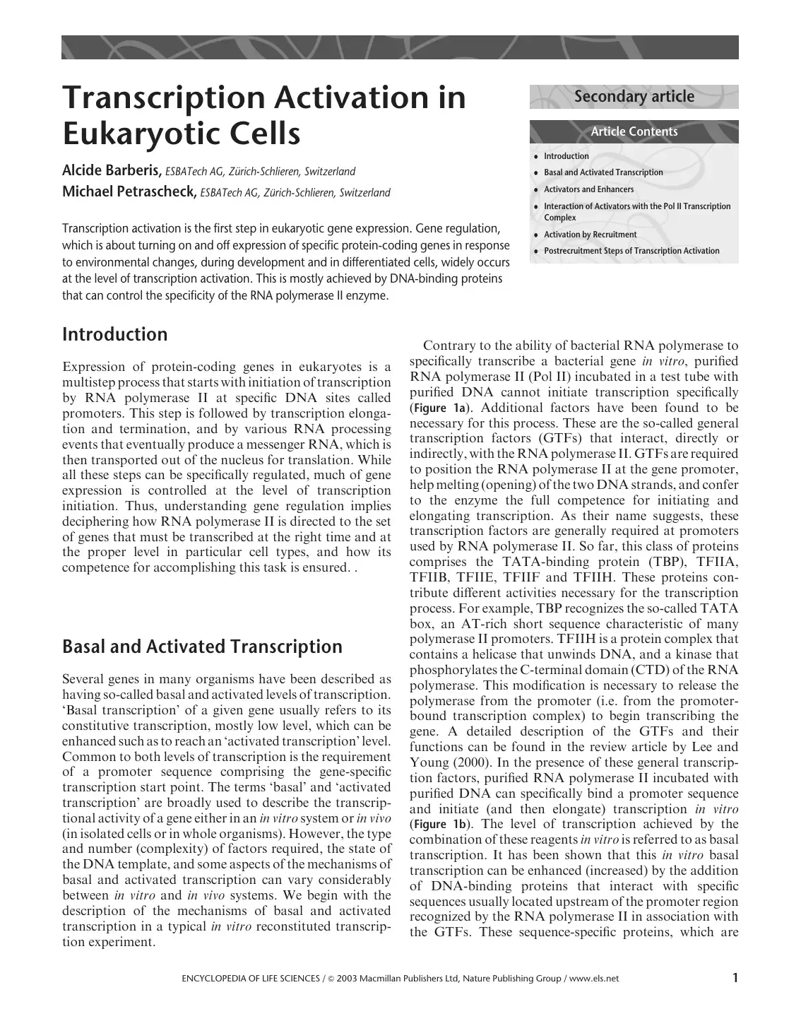 غلاف كتاب Transcription Activation in Eukaryotic Cells