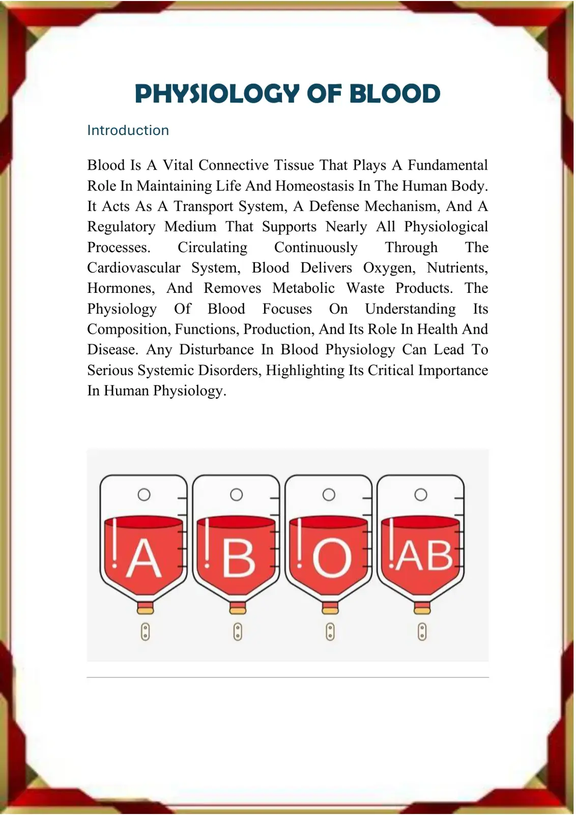 غلاف كتاب Physiology of Blood