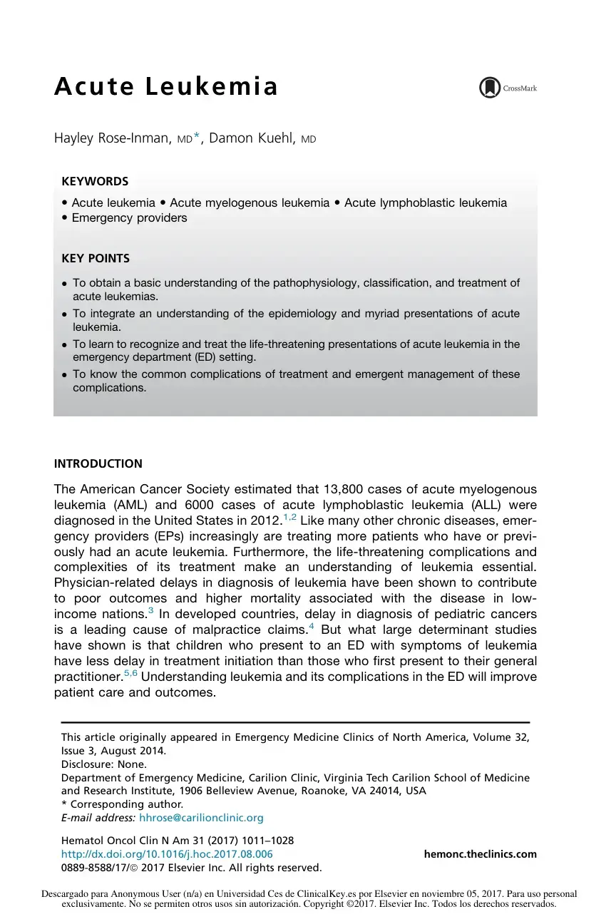 غلاف كتاب Acute Leukemia