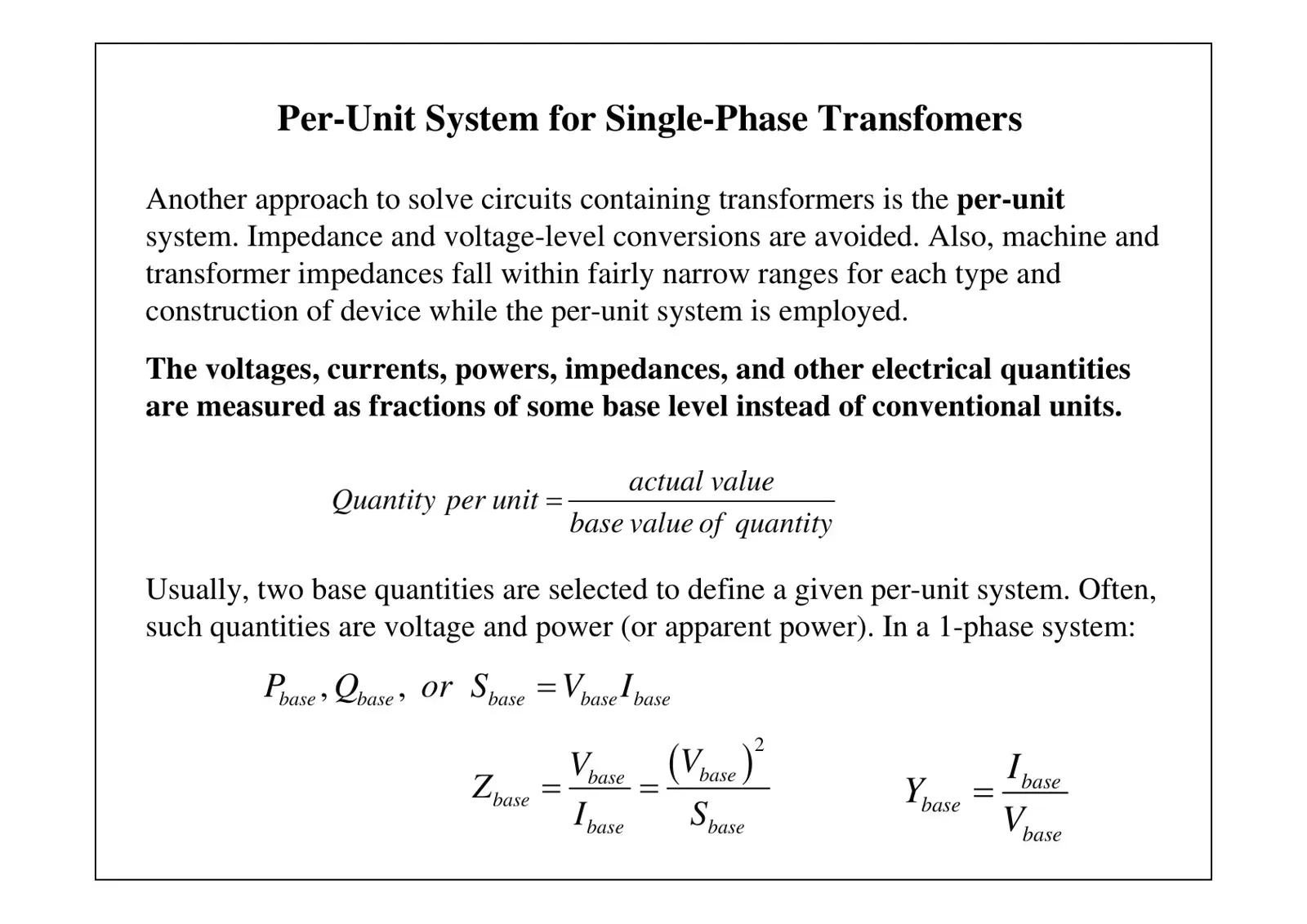 غلاف كتاب Per-Unit System for Single-Phase Transformers