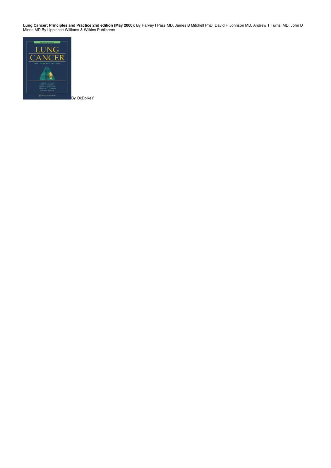 غلاف كتاب Lung Cancer: Principles and Practice