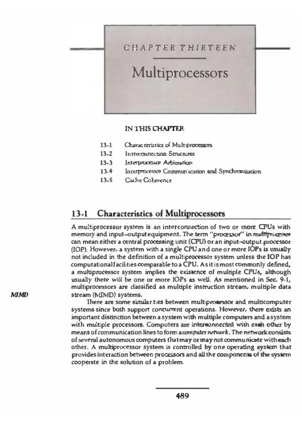غلاف كتاب Computer System Architecture, Chapter 13: Multiprocessors