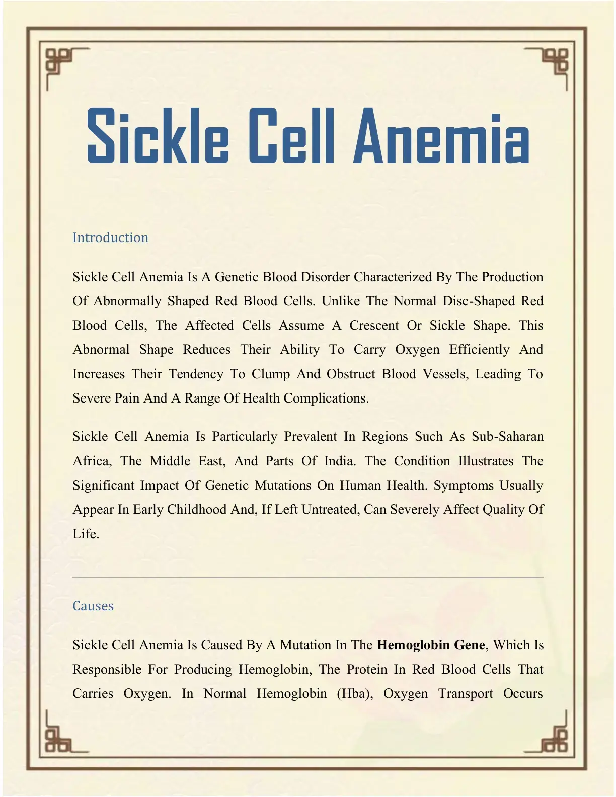 غلاف كتاب Sickle Cell Anemia