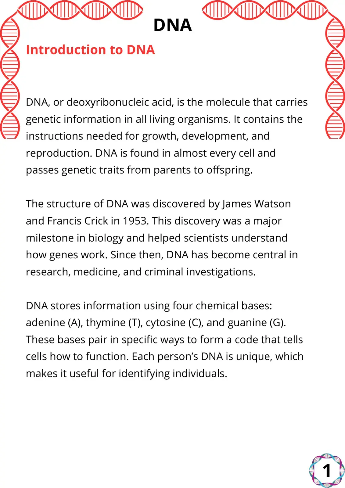 غلاف كتاب Introduction to DNA