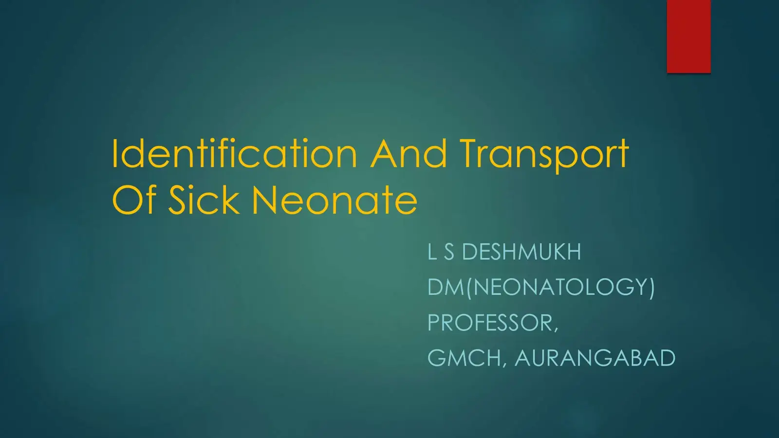 غلاف كتاب Identification And Transport Of Sick Neonate