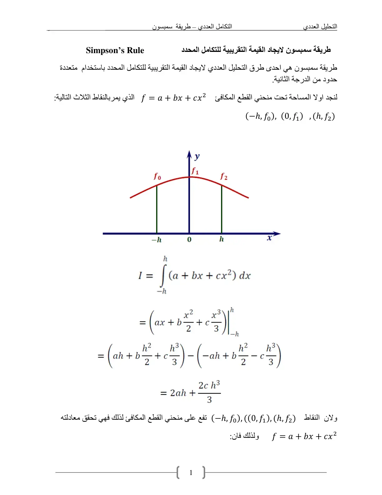 غلاف كتاب التحليل العددي - التكامل العددي - طريقة سمبسون