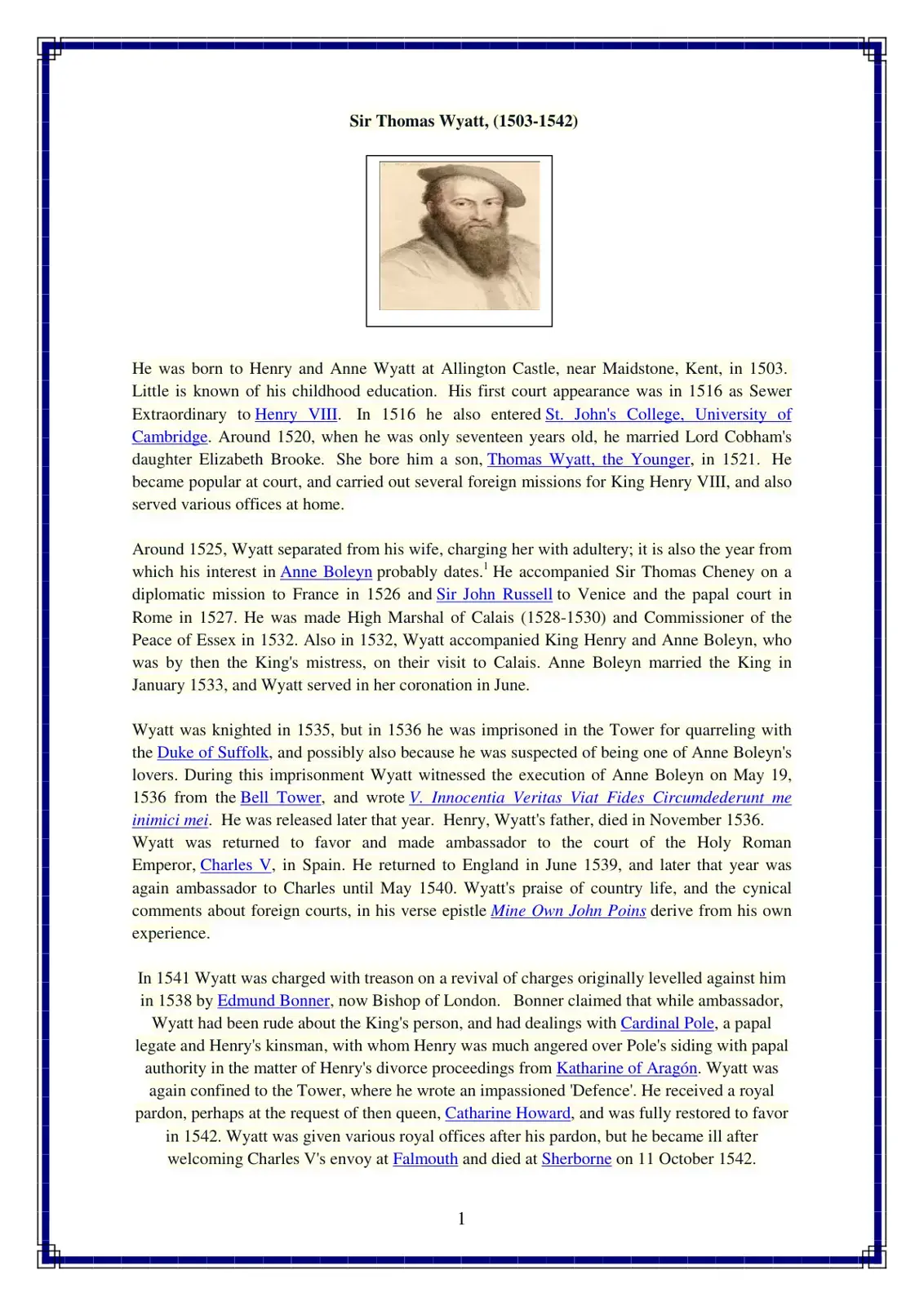 غلاف كتاب Sir Thomas Wyatt (1503-1542)