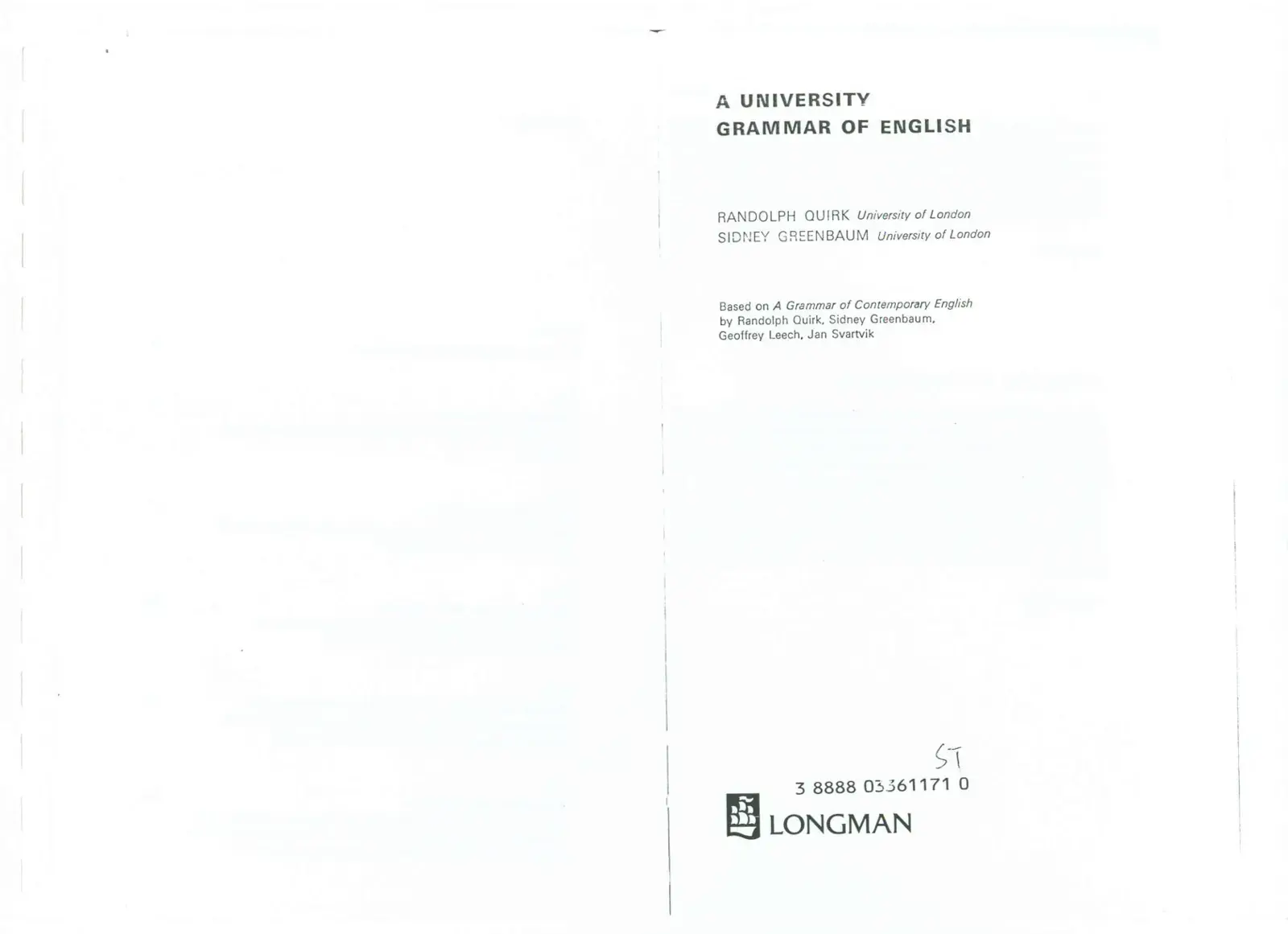 غلاف كتاب A University Grammar of English