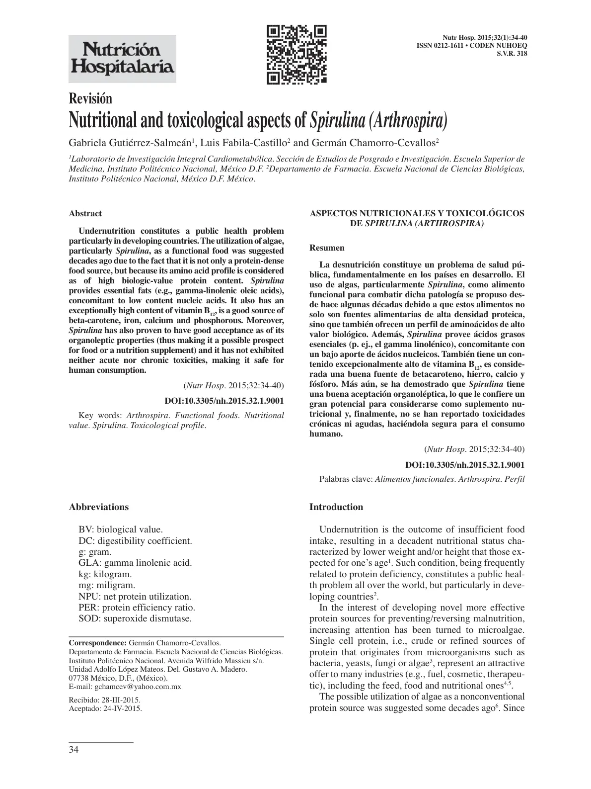 غلاف كتاب Nutrición Hospitalaria. Revisión. Nutr Hosp. 2015;32(1):34-40