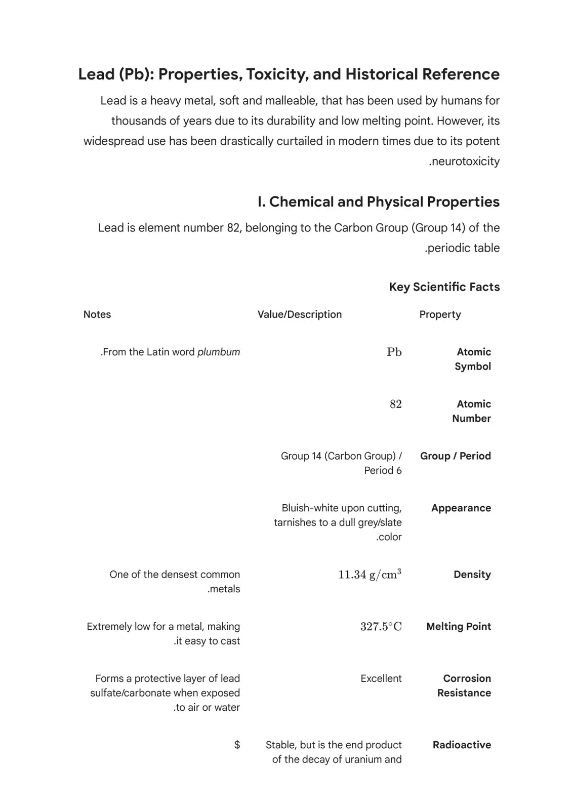 غلاف كتاب Lead (Pb): Properties, Toxicity, and Historical Reference