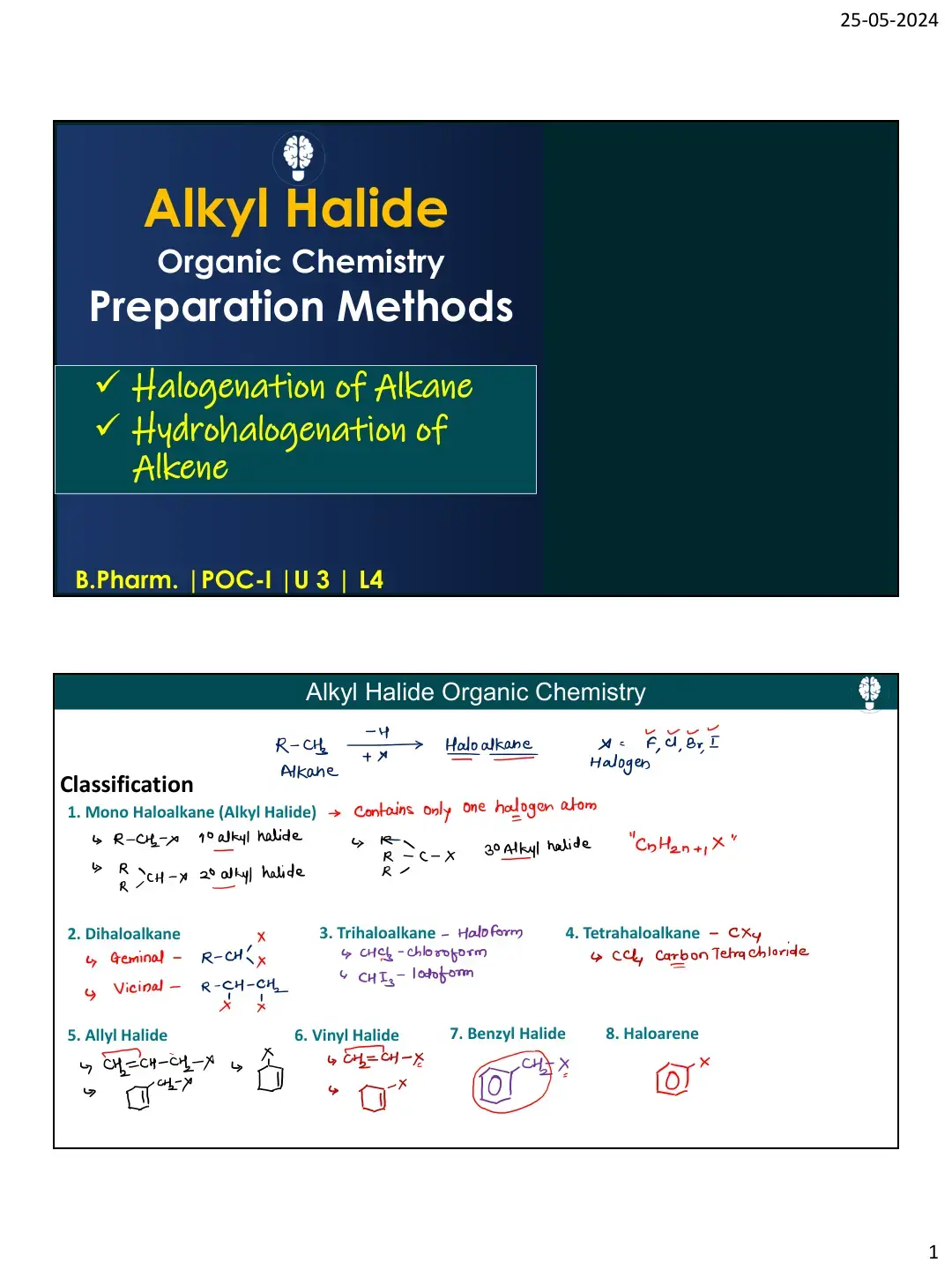 غلاف كتاب Alkyl Halide - Organic Chemistry - B.Pharm - POC-I - U3 - L4