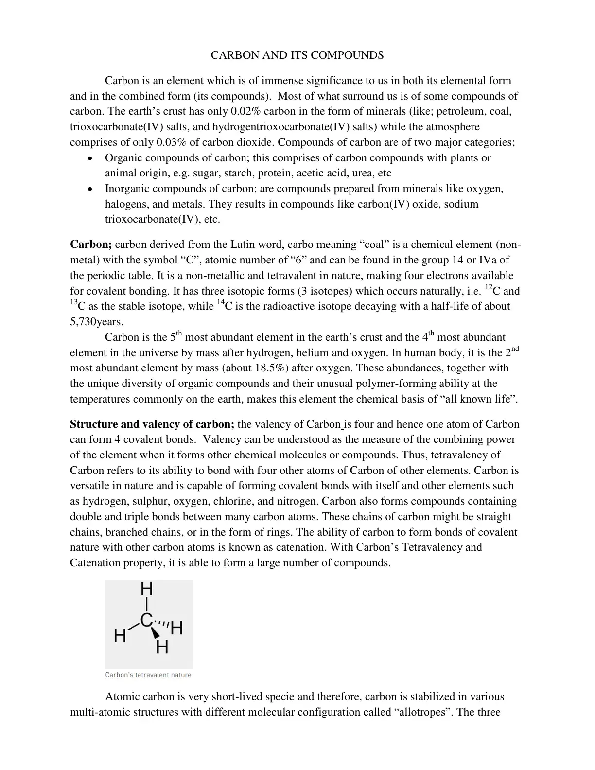 غلاف كتاب CARBON AND ITS COMPOUNDS