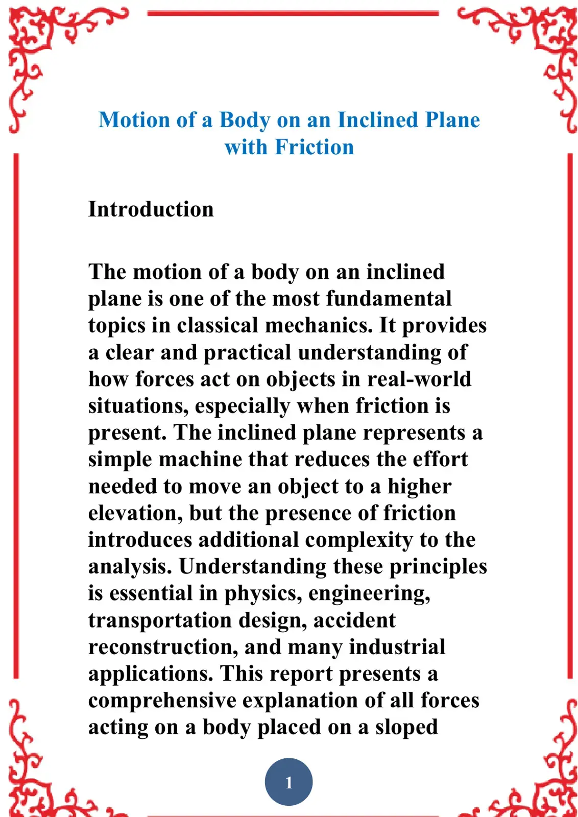 غلاف كتاب Motion of a Body on an Inclined Plane with Friction