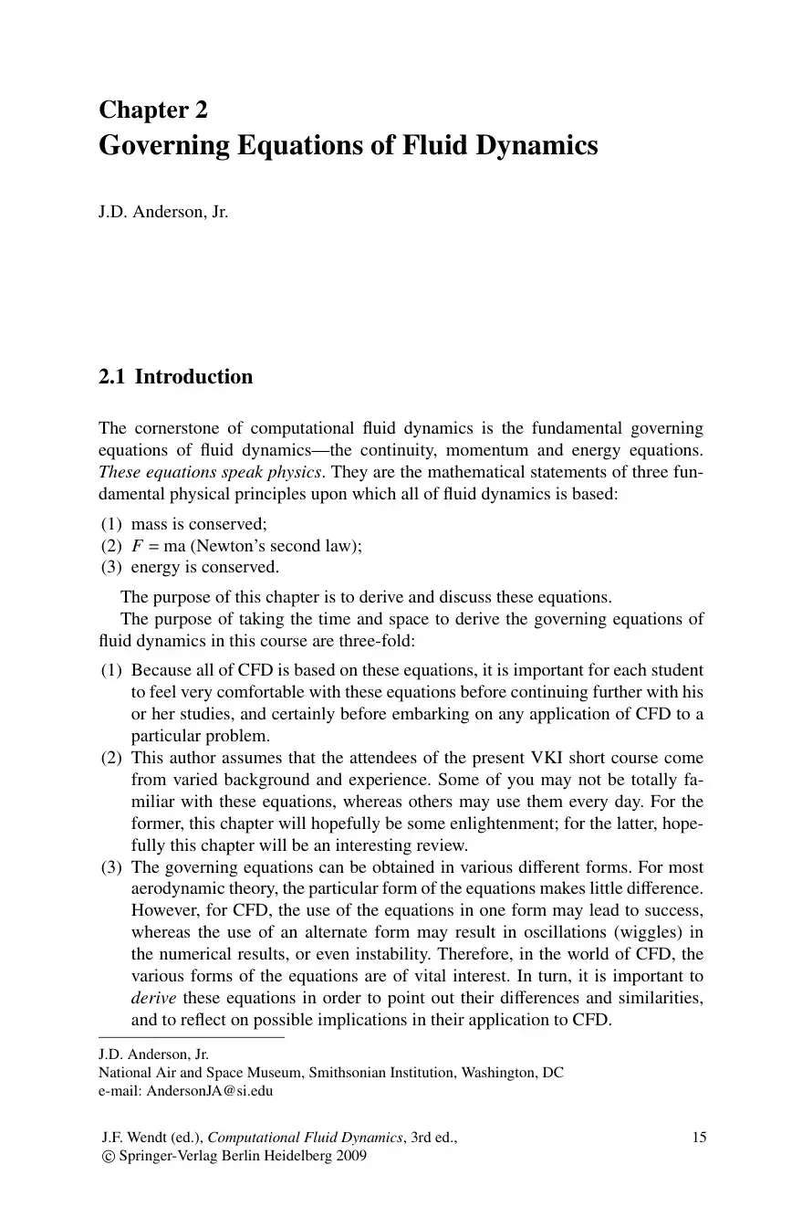 غلاف كتاب Chapter 2: Governing Equations of Fluid Dynamics