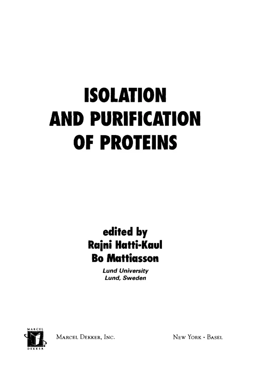 غلاف كتاب ISOLATION AND PURIFICATION OF PROTEINS
