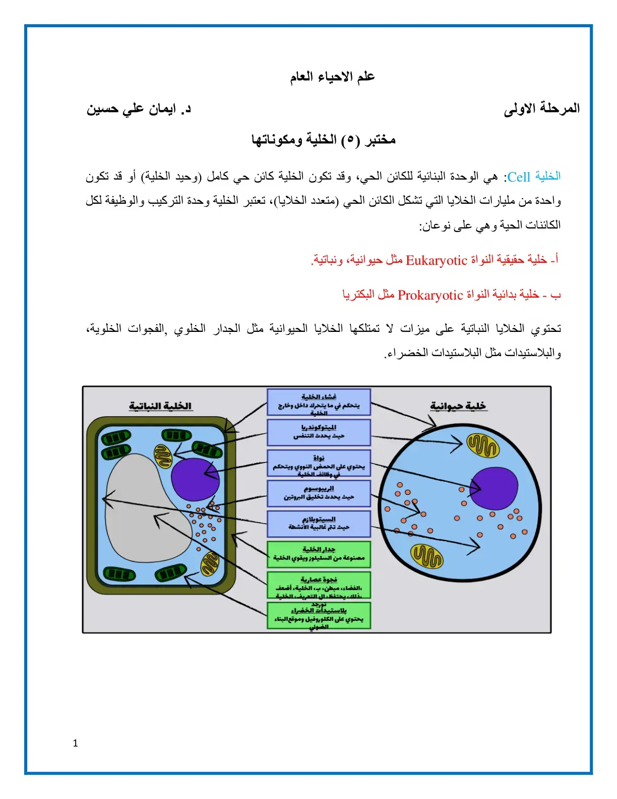 غلاف كتاب المرحلة الاولى علم الاحياء العام